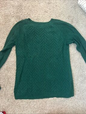 Sonoma Women's Emerald Green Cable Crewneck Sweater medium